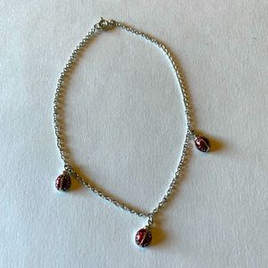 Sterling Silver Lady Bug Anklet